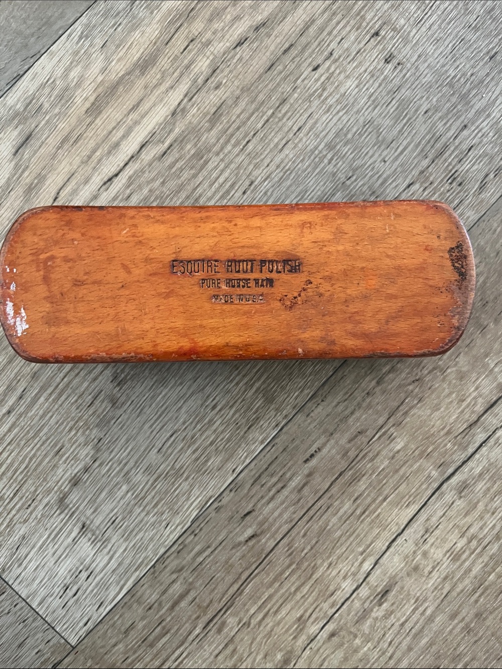 Vintage Esquire Boof Polish Shoe Brush Amber Colored Wood